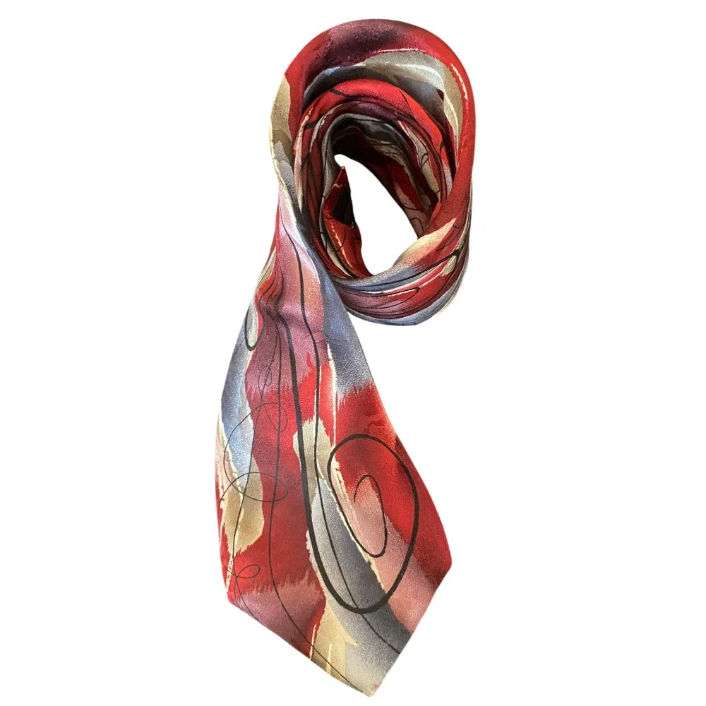 J. Garcia Mens Silk Tie Collection 53 Nude Abstract‎ Red Grey Swirl Necktie